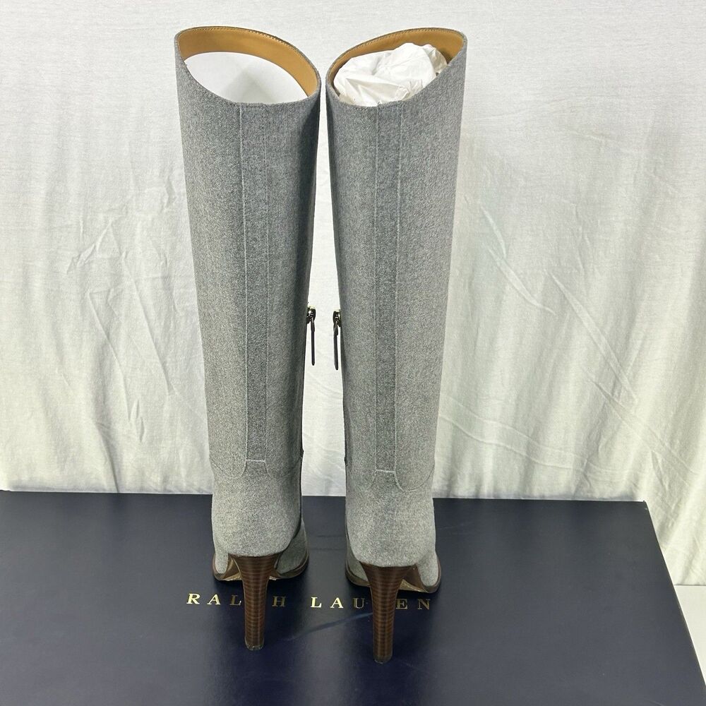 Ralph Lauren Purple label Brently Knee High Gray Heeled Boots EU37.5 US 7 NIB - Picture 5 of 14
